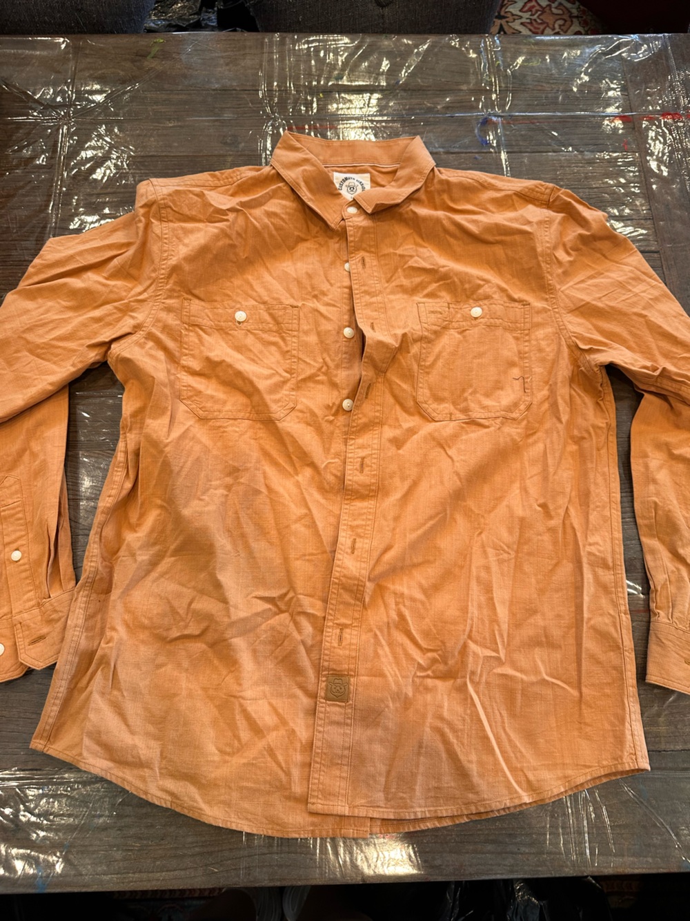 Men's Rust Orange Long-Sleeve Work Shirt Jacket